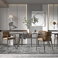 Modern Dining Table and Chair Combination 3d model
