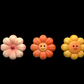 Colorful Smiley Face Flowers in Pink Orange Yellow with Cheerful Design