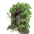 Forest Gate Gate Science Fiction Door Cartoon Door Leaves Cartoon Tree Door Castle Door 3d model