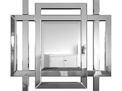 Modern Geometric Metal Frame Mirror With Multiple Reflective Panels And Cabinet Reflection 3d model