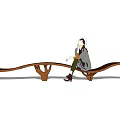 Modern Wooden Outdoor Chair With Unique Curved Design For Garden Relaxation Seating
