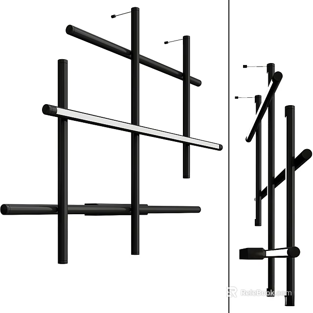 Modern Black Metal Wall Lamp With Minimalist Crossed Bar Design Structure 3d model 