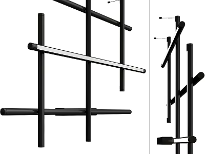 Modern Black Metal Wall Lamp With Minimalist Crossed Bar Design Structure 3d model