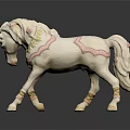 Cute White Pony Doll With Pink And Yellow Decorative Details And Lace Accents
