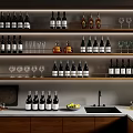 Modern Kitchen Bar Area With Wine Rack Holding Wine Bottles And Glasses
