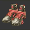 High Top Gray And Pink Sneakers With Pink Laces And Logo