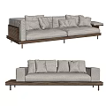 Modern Beige Multi Seater Sofa With Wooden Frame And Multiple Cushions 3d model