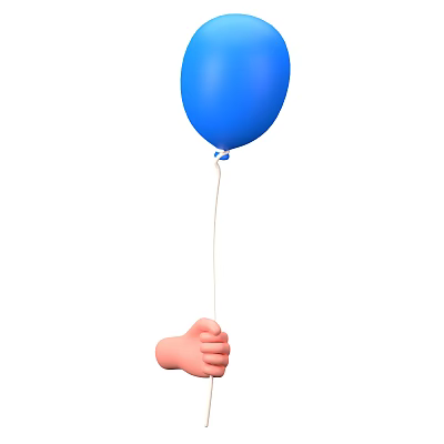 Decorative Ornament Set Featuring Blue Balloon Held by Hand with String 3d model