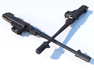 High Quality Black Mechanical Parts With Crossed Spring Structure And Metal Build 3d model