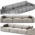 Modern Upholstered Sofas in Light Gray and Sage Green with Accent Pillows 3d model