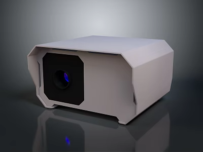 Modern White Desktop Computer Camera With Black Panel And Blue Lens 3d model