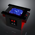 Electronic Testing Instrument With Black Casing Blue Illuminated Display And Red Base Controls 3d model