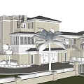 Single Family Home Modern Exterior Design Featuring Landscaped Garden Trees Lawn And Driveway