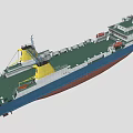 3D Model Of Blue White Cargo Ship With Orange Superstructure And Decks