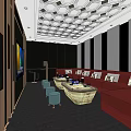 Modern KTV Room Interior With Red Sofas Coffee Table And TV Screen 3d model