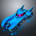 Futuristic Blue Bat Like Wings Car With Shiny Exterior And Red Tinted Windows