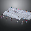 Urban Outdoor Stepped Platform With People Sitting Standing And Gathering