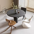 Modern Dining Table and Chair Combination Dining Chair Single Chair Round Dining Table 3d model