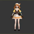 Game Anime Character With Orange Hair White Hat And Yellow Top Holding Vegetable Basket
