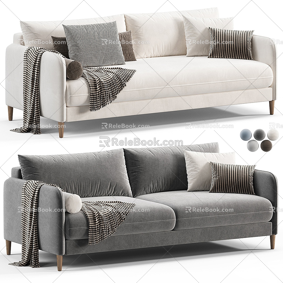 Fabric double sofa 3d model