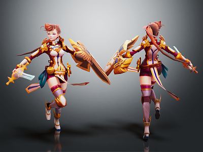 Modern Game Character Cartoon Girl Animation Girl 3d model