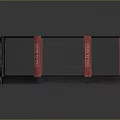 Octagon MMA Fighting Cage With Black Red Fence And White Training Mat