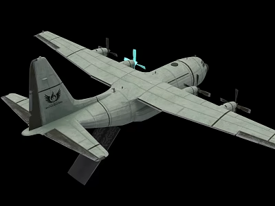 Weapon Military Transport Aircraft Featuring Propellers And Military Insignia On Wings 3d model