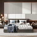 Modern Background Double Bed Double Bed 3d model