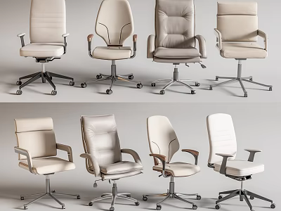 Modern Office Chair Collection With Ergonomic Design Leather Fabric Seats And Swivel Base 3d model