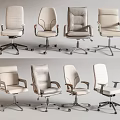 Modern Office Chair Collection With Ergonomic Design Leather Fabric Seats And Swivel Base