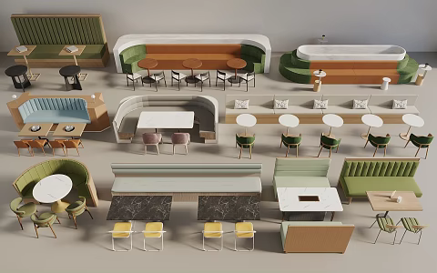 Modern Style Card Seat Bar Card Seat Restaurant Card Seat Office Card Seat Dining Table and Chair Arc Card Seat 3d model