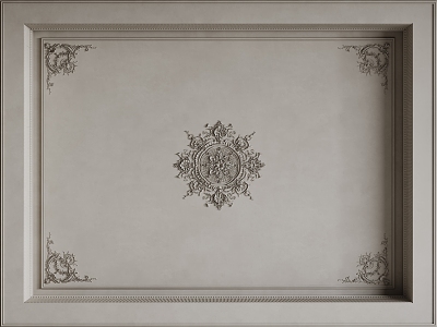 French ceiling French lamp panel French carved lines 3d model