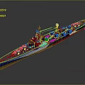 Large Battleship 3D Model With Detailed Deck Guns And Masts Design 3d model