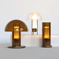 Modern Table Lamps With Brown White Dome Shades Glass Bases And Warm Lighting