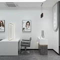Beauty Hair Salon Interior with White Walls Gray Styling Chairs Mirrors and Pendant Lights