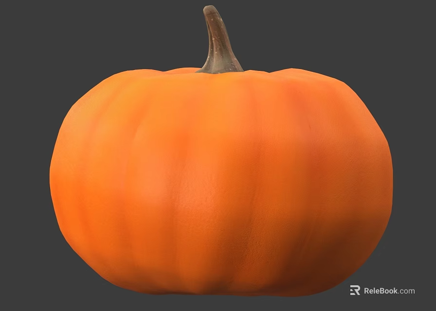 Fresh Healthy Orange Round Pumpkin Vegetable With Textured Skin And Stem 3d model 