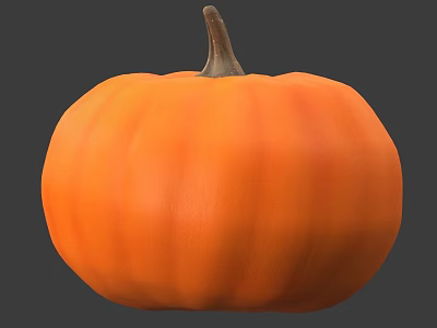 Fresh Healthy Orange Round Pumpkin Vegetable With Textured Skin And Stem 3d model