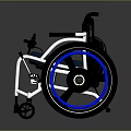Modern Medical Device Wheelchair With Black And Blue Seat Silver Frame And Blue Wheels