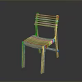 Natural Wooden Dining Chair With Striped Backrest And Simple Seat Design