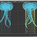 Graceful Purple And White Jellyfish With Transparent Bodies And Flowing Tentacles