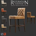 Bennett Parsons Leather Stool With Tufted Back And Multiple Color Options
