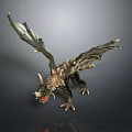 Fantasy Character And Mythical Dragon Creature With Detailed Wings Horns And Red Eyes