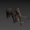 Realistic Mammoth 3D Model With Long Curved Tusks And Gray Body