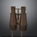 Antique Copper Binoculars Featuring Classic Design And Brass Details On Reflective Base