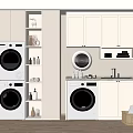 Bathroom Cabinet Rack Modern Luxury Design With White Cabinets Washing Machine Dryer And Open Shelves