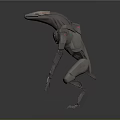 Sci Fi Mechanical Creature With Gray Body Orange Details Jointed Legs And Futuristic Design