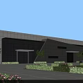 Modern Industrial Factory Building With Glass Facade Steel Structure And Landscaped Surroundings