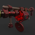 Red Heavy Duty Weapon With 101 Logo Metal Barrel And Circular Components Stand