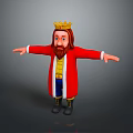Cartoon King Character Wearing Golden Crown Red Robe With Beard And Outstretched Arms