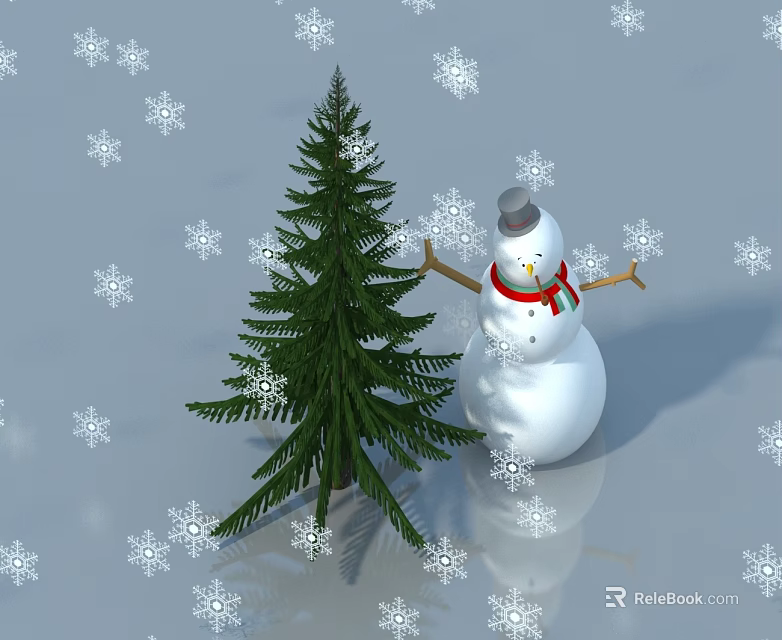 Christmas Themed Pet Cabinet With Snowman Tree And Snowflakes Decoration 3d model 